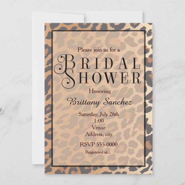 Leopard Print Cheetah Bridal Shower Invitation (Front)