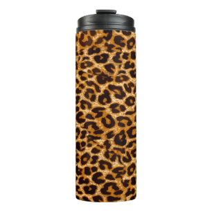 Leopard print, cheetah print, pink, girly thermal tumbler