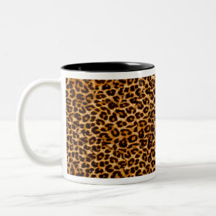 Leopard print, cheetah print, pink, girly Two-Tone coffee mug