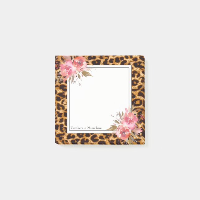 leopard print, cheetah trendy, floral, sweet, post-it notes (Front)