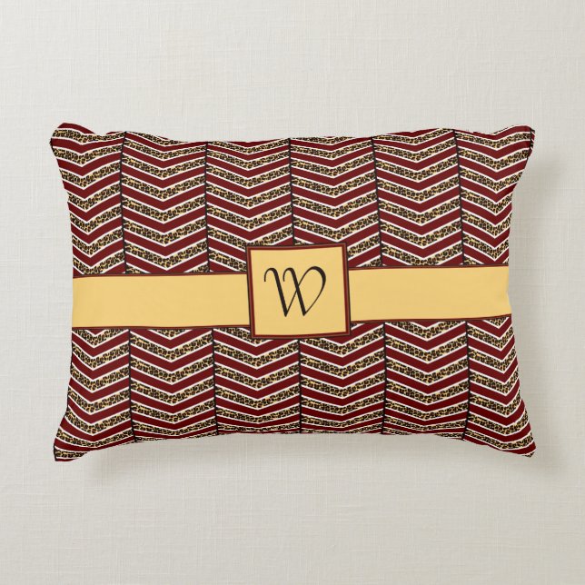 Leopard Print Chevron Accent Pillow (Front)