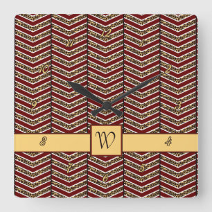 Leopard Print Chevron Clock