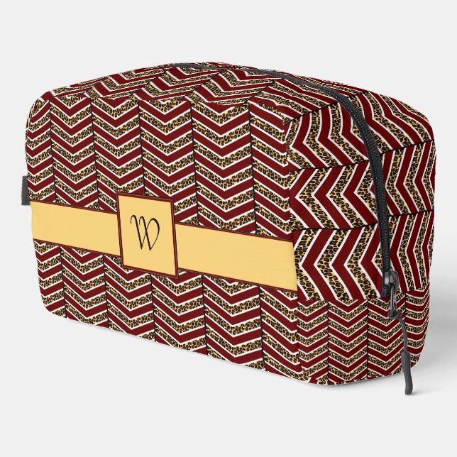 Leopard Print Chevron Dopp Kit (Right Corner)