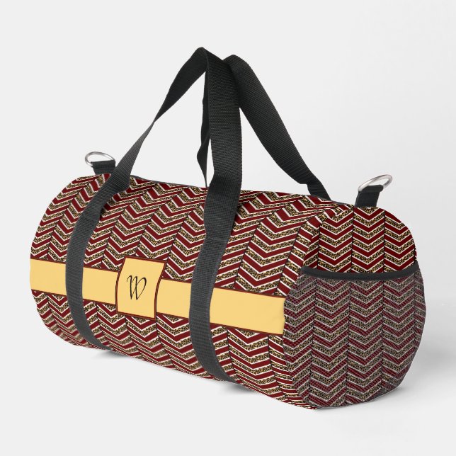 Leopard Print Chevron Duffle Bag (Right Corner)