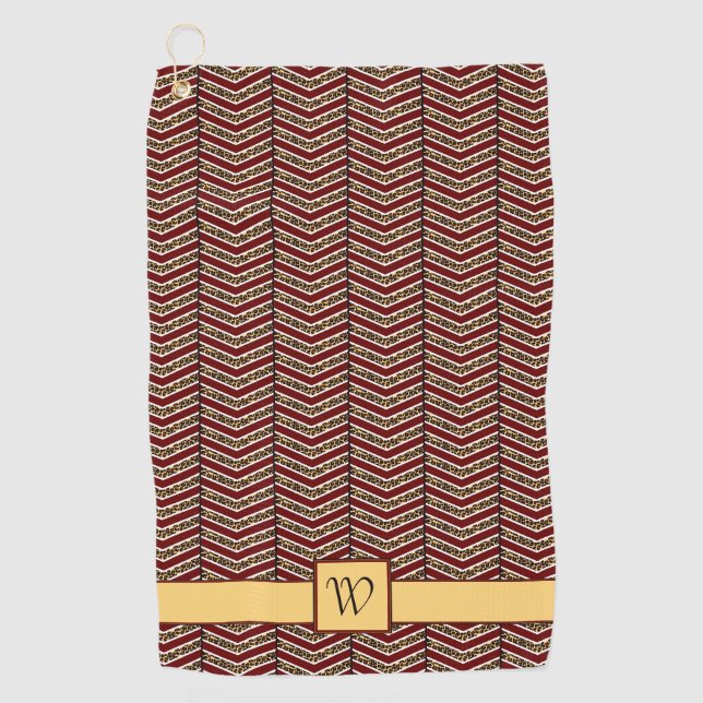 Leopard Print Chevron Golf Towel (Front)