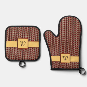 Leopard Print Chevron Oven Mitt & Pot Holder Set