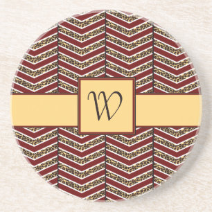 Leopard Print Chevron Sandstone Coaster