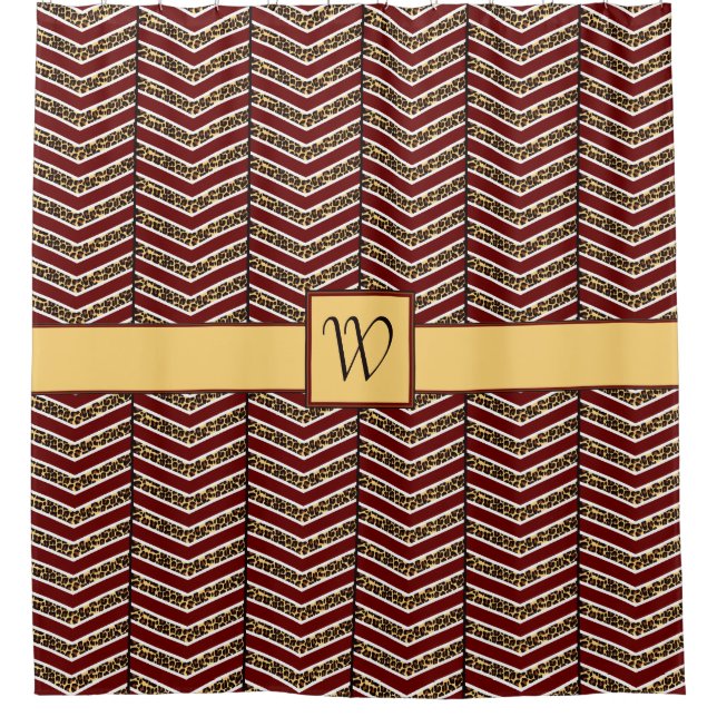 Leopard Print Chevron Shower Curtain (Front)