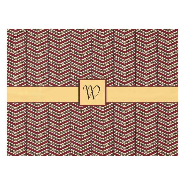 Leopard Print Chevron Tablecloth (Front (Horizontal))
