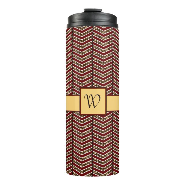 Leopard Print Chevron Thermal Tumbler (Front)