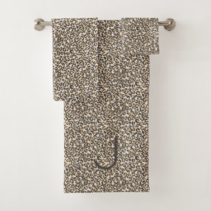 Leopard Print Chic Animal Bath Decor Initial Bath Towel Set