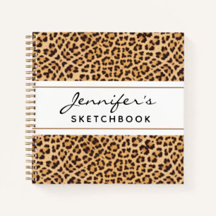 Leopard Print Chic Personalized Artist Sketchbook Notebook