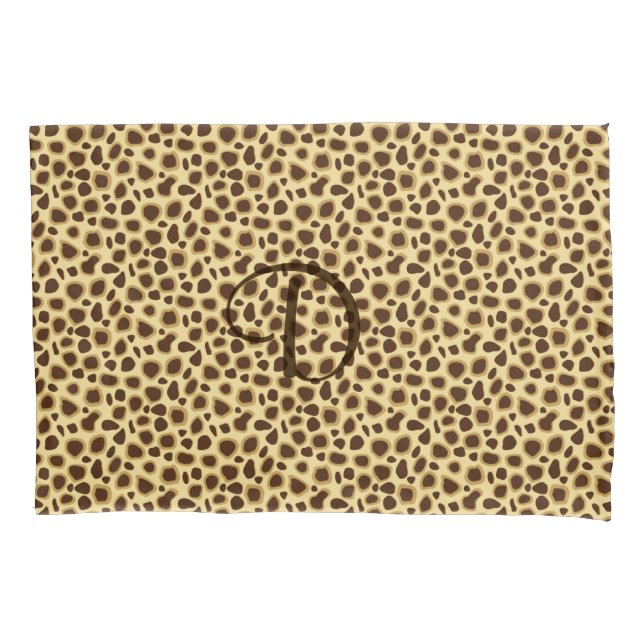 Leopard Print - Chocolate Brown and Camel Tan Pillowcase (Front)