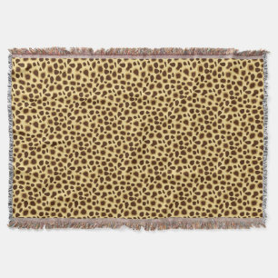 Leopard Print - Chocolate Brown and Camel Tan Throw Blanket