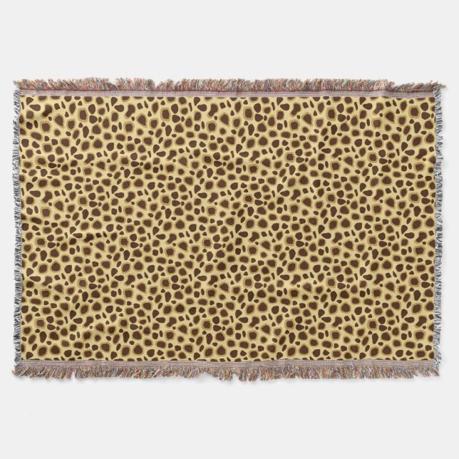 Leopard Print - Chocolate Brown and Camel Tan Throw Blanket (Front)