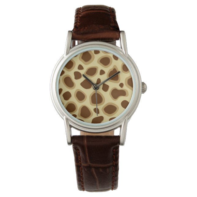 Leopard Print - Chocolate Brown and Camel Tan Watch (Front)