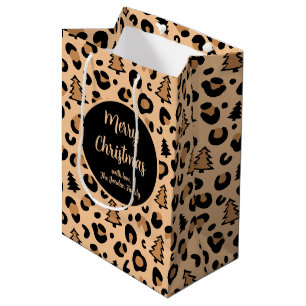Leopard Print Christmas Pattern Medium Gift Bag