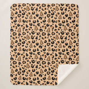 Leopard Print Christmas Pattern Sherpa Blanket