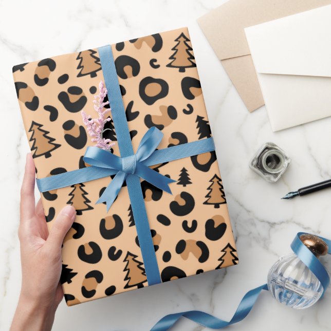 Leopard Print Christmas Pattern Wrapping Paper (Gifting)