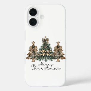 Leopard Print Christmas Tree PNG   Coquette Bow Su iPhone 16 Case