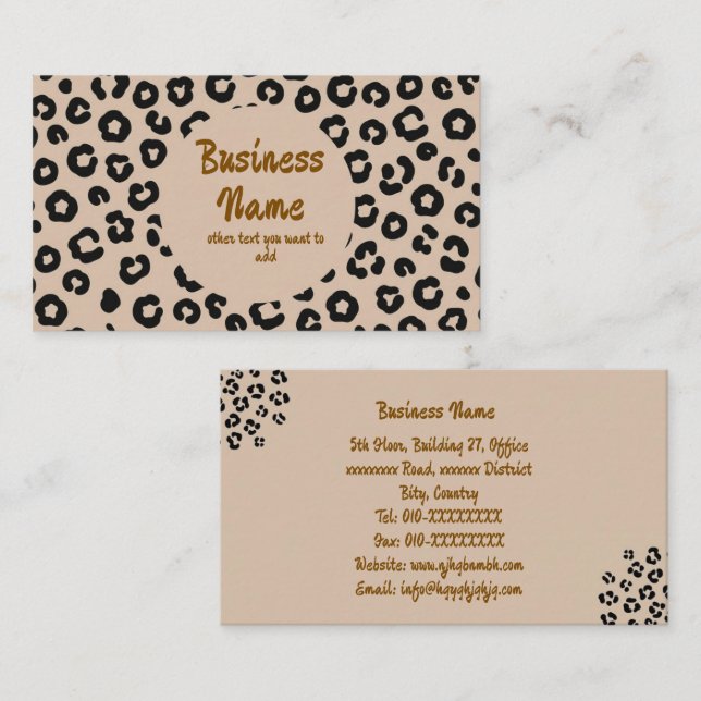 Leopard Print Circle Background Business Card (Front/Back)