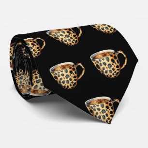 Leopard Print Coffee Cup Neck Tie