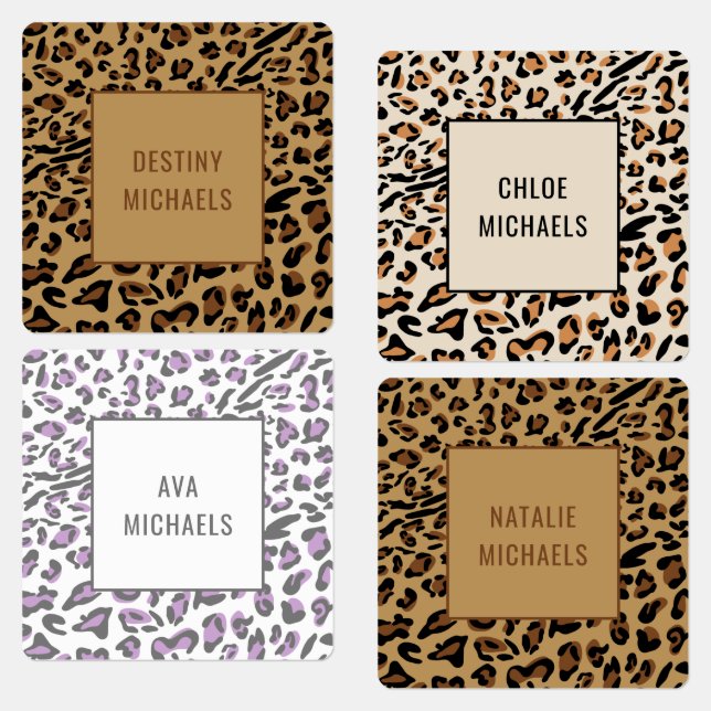Leopard Print Colour Coded Iron On Name (Group)