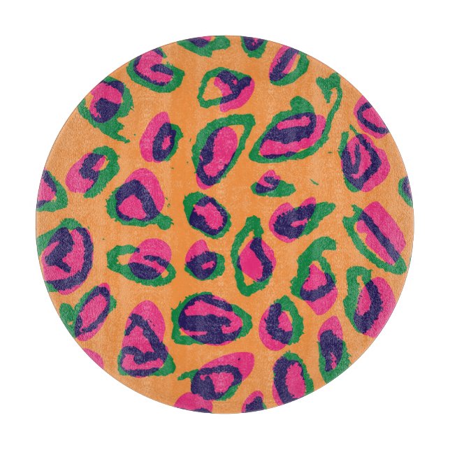 Leopard Print, Colourful Animal Pattern. Cutting Board (Front)