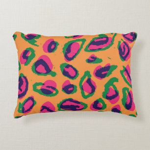 Leopard Print, Colourful Animal Pattern. Decorative Cushion