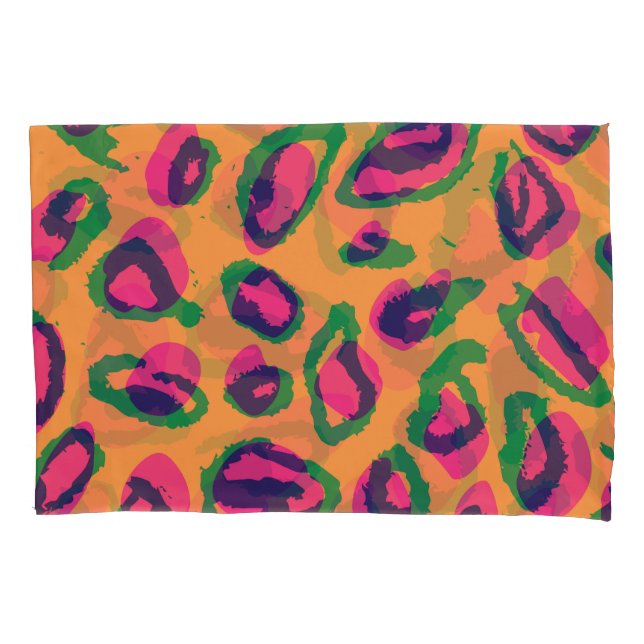 Leopard Print, Colourful Animal Pattern. Pillowcase (Front)