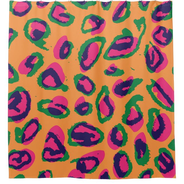 Leopard Print, Colourful Animal Pattern. Shower Curtain (Front)