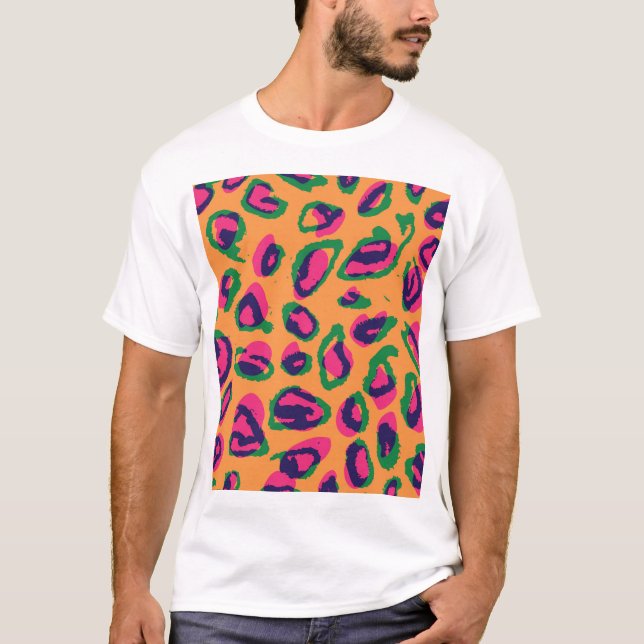 Leopard Print, Colourful Animal Pattern. T-Shirt (Front)