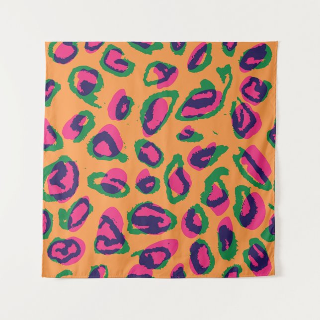 Leopard Print, Colourful Animal Pattern. Tapestry (Front)