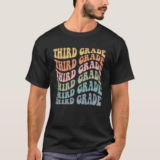 Leopard Print Colourful Cheetah Third Grade School T-Shirt (Front)