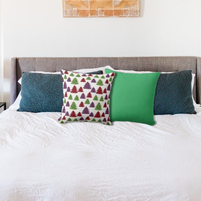 Leopard Print Colourful Merry Christmas Trees  Cushion (Creator Uploaded)