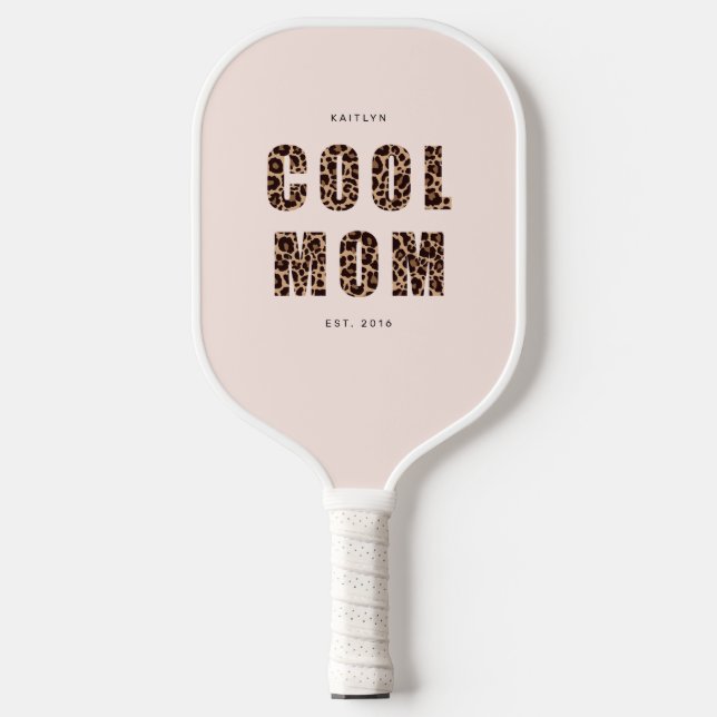 Leopard Print Cool Mum | Name Year Pickleball Paddle (Front)