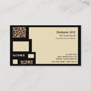 Leopard Print Cream Colour Block Business Cards
