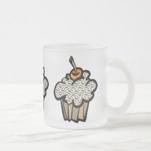 leopard print cupcake frosted glass coffee mug
