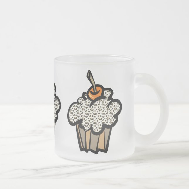 leopard print cupcake frosted glass coffee mug (Right)