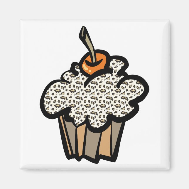 leopard print cupcake magnet (Front)