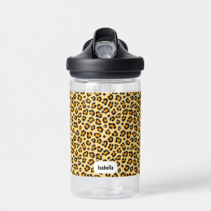 Leopard Print Custom Name Water Bottle