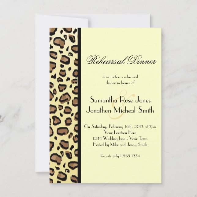 Leopard Print Custom Rehearsal Dinner Invitation (Front)