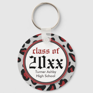 Leopard Print Customised Graduation Keychain red