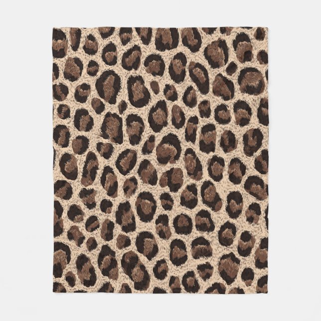 Leopard Print Dark Brown Cheetah Animal Pattern Fleece Blanket (Front)