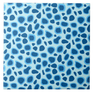 Leopard Print - Dark Cobalt and Sky blue Tile