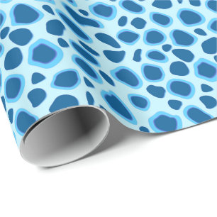 Leopard Print - Dark Cobalt and Sky blue Wrapping Paper