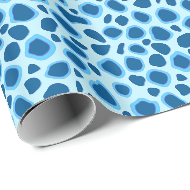 Leopard Print - Dark Cobalt and Sky blue Wrapping Paper (Roll Corner)