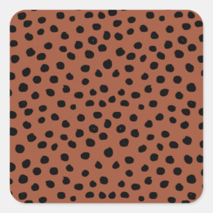 Leopard Print Dots Rust Terracotta Cheetah Spots Square Sticker