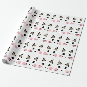 Leopard Print Ears Kitty Cat Face Wrapping Paper