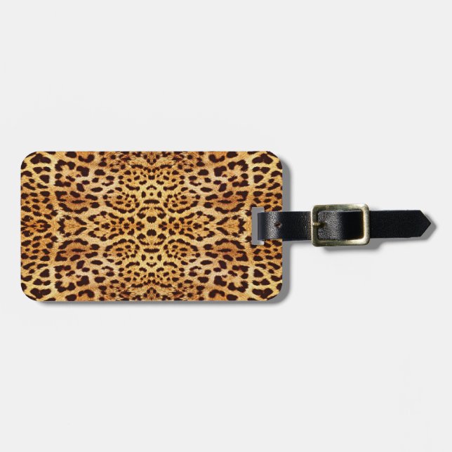 Leopard print elegant fur luggage tag (Front Horizontal)